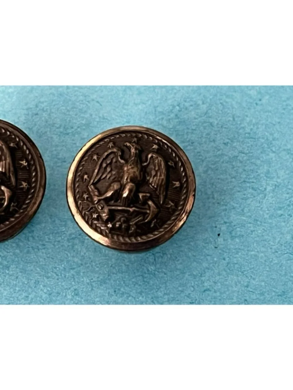 WWII WW2 US Navy Naval Hat Buttons Pair
